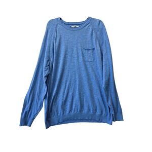 Tommy Bahama Mens XXL Blue Cotton Raglan Long Sleeve Pocket Sweater 221-T424088